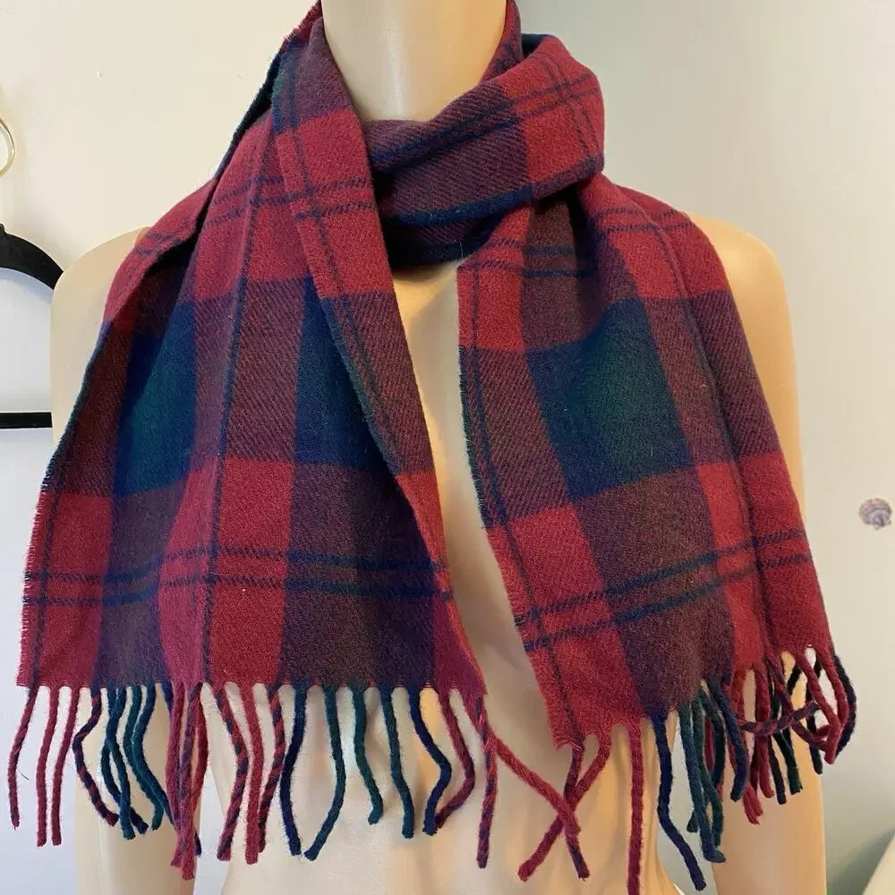 Vintage James Pringle Weavers Tartan Plaid Scarf Scotland Wool Unisex Preppy